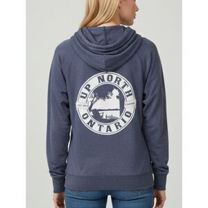 Up North Ontario Graphic Hoodie Denim Blue